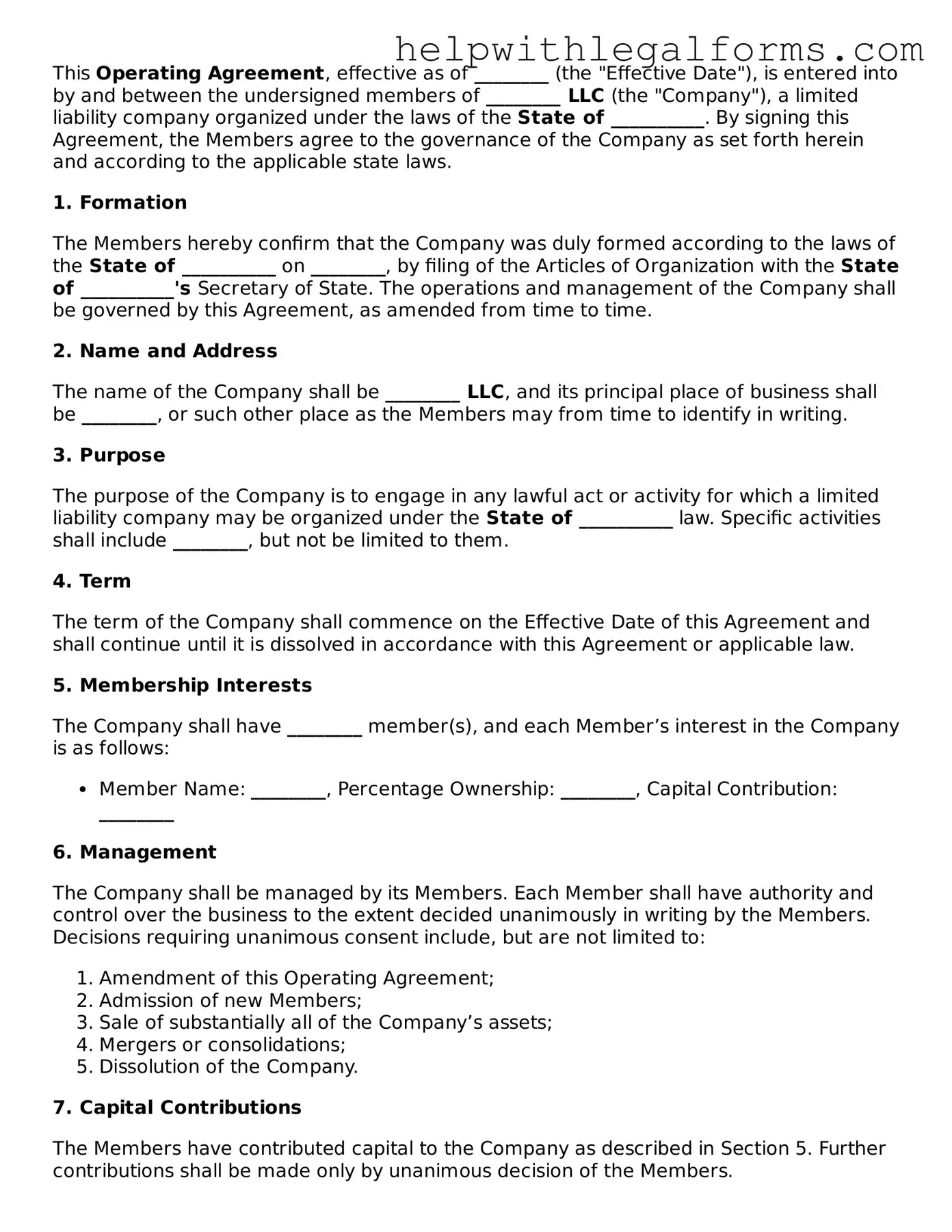 Legal Operating Agreement Form