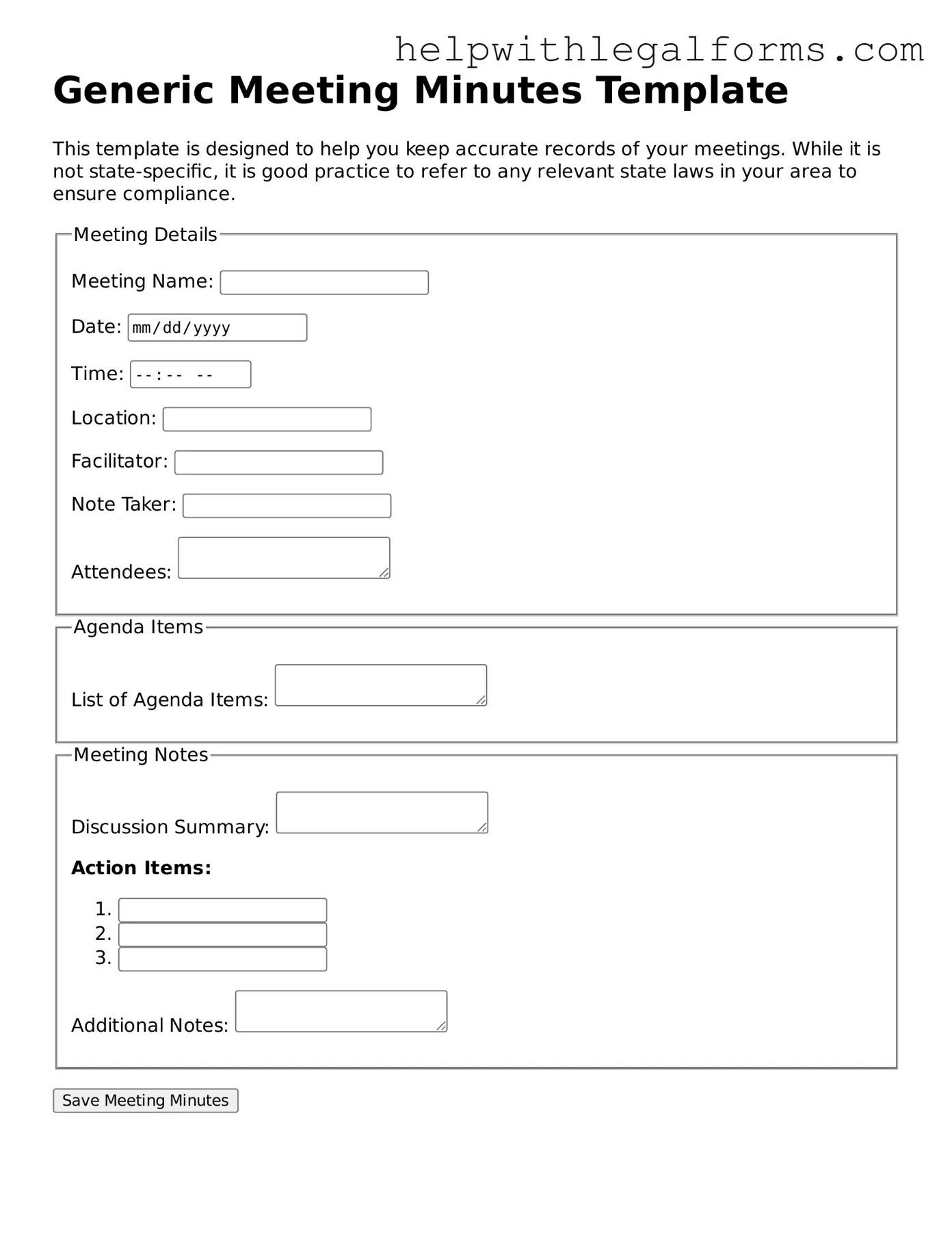 Legal Meeting Minutes Form