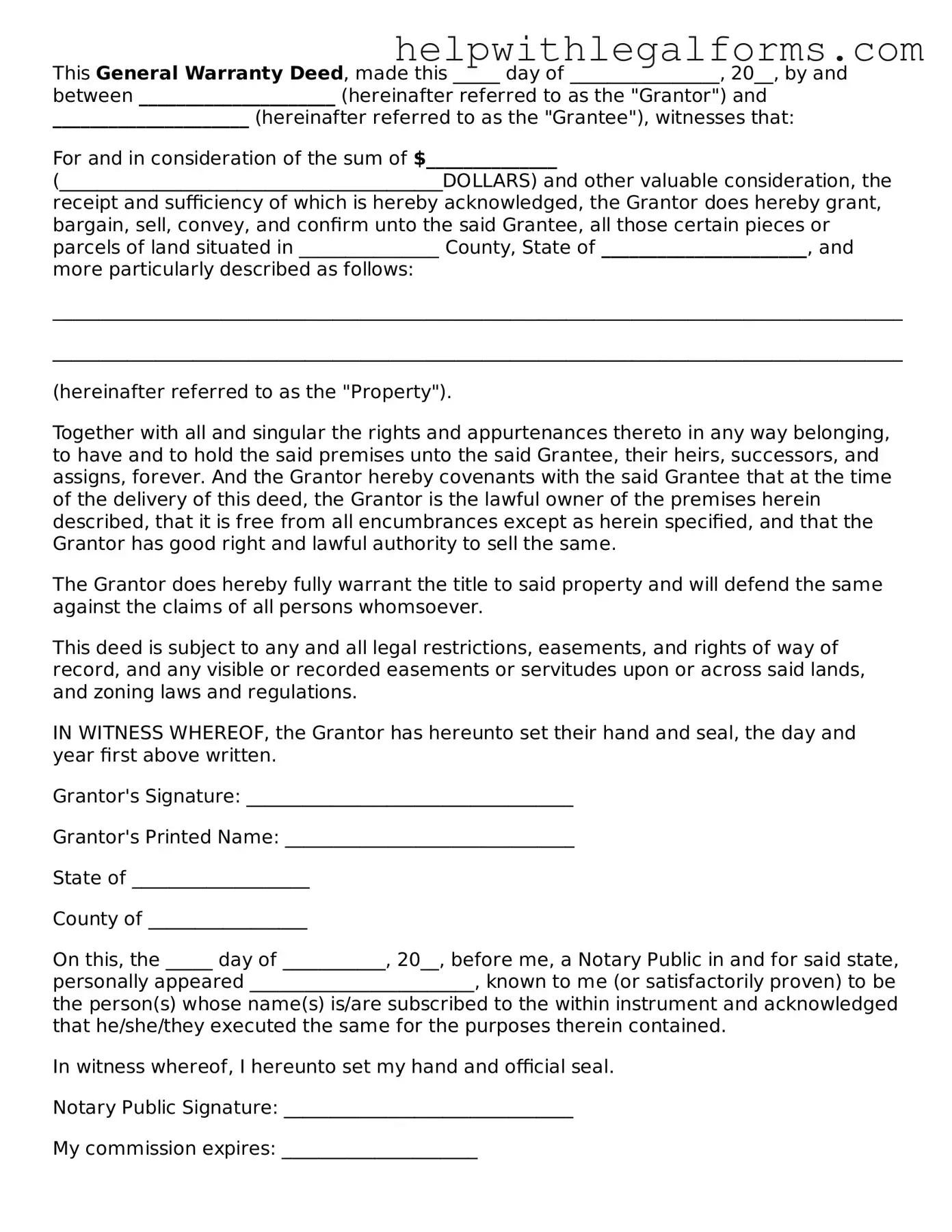 Legal Deed Form