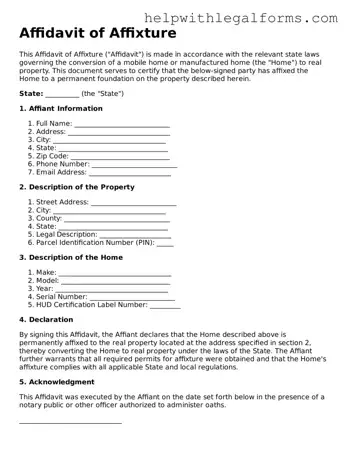 Legal Affidavit of Affixture Form