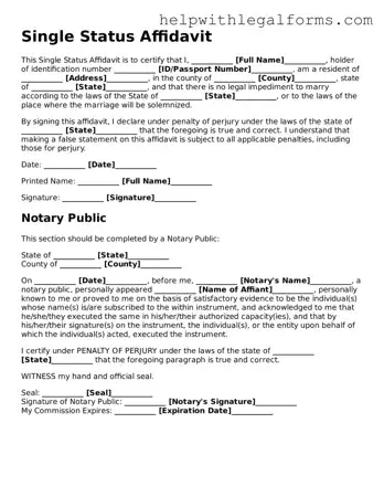 Legal Single Status Affidavit Form