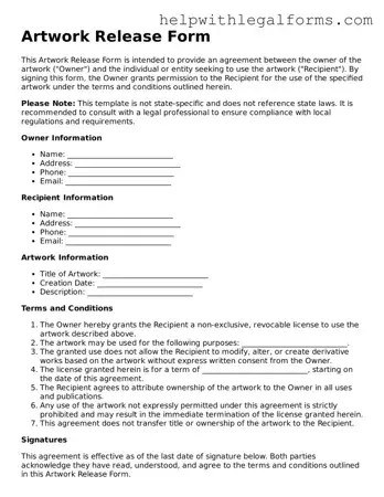 Legal Artwork Release Form
