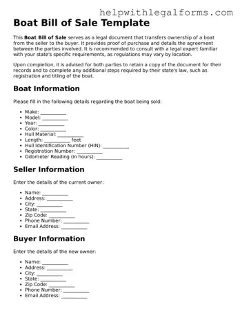 Legal Boat Bill of Sale Form