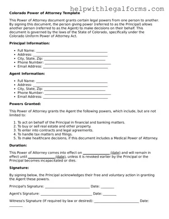 Blank  Power of Attorney Form for Colorado
