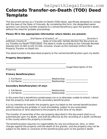 Blank  Transfer-on-Death Deed Form for Colorado