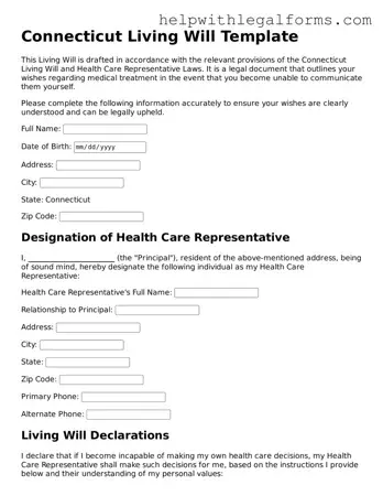 Blank  Living Will Form for Connecticut