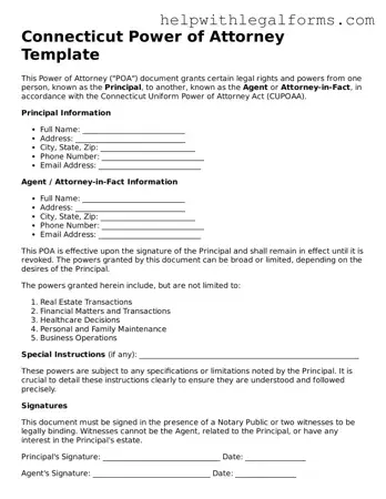 Blank  Power of Attorney Form for Connecticut