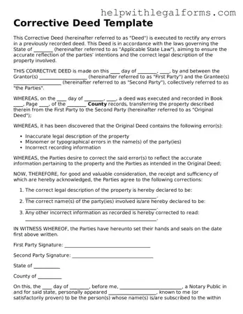 Legal Corrective Deed Form