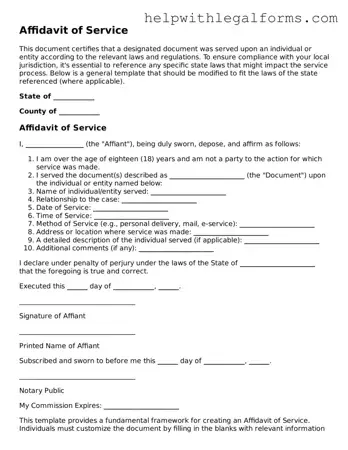 Legal Affidavit of Service Form