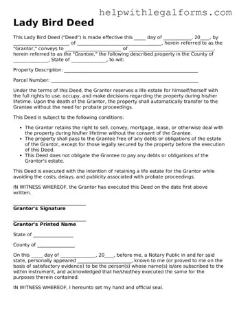 Legal Lady Bird Deed Form