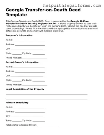 Blank  Transfer-on-Death Deed Form for Georgia