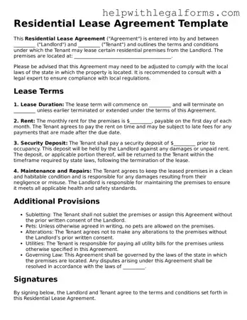 Legal Lease Agreement Form