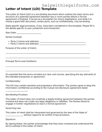 Legal Letter of Intent Form