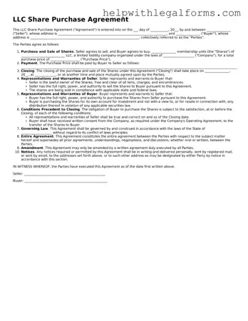 Legal LLC Share Purchase Agreement Form