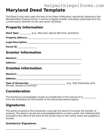 Blank  Deed Form for Maryland