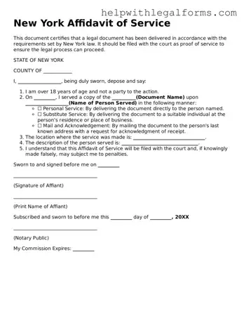 Blank  Affidavit of Service Form for New York