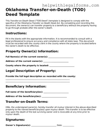 Blank  Transfer-on-Death Deed Form for Oklahoma