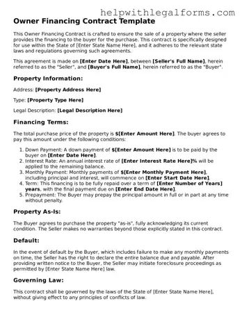 Legal Owner Financing Contract Form
