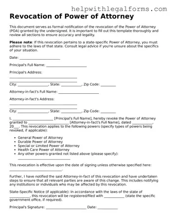 Legal Revocation of Power of Attorney Form