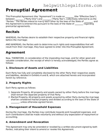 Legal Prenuptial Agreement Form