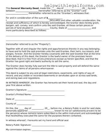 Legal Deed Form