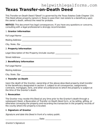 Blank  Transfer-on-Death Deed Form for Texas