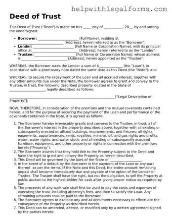 Legal Deed of Trust Form