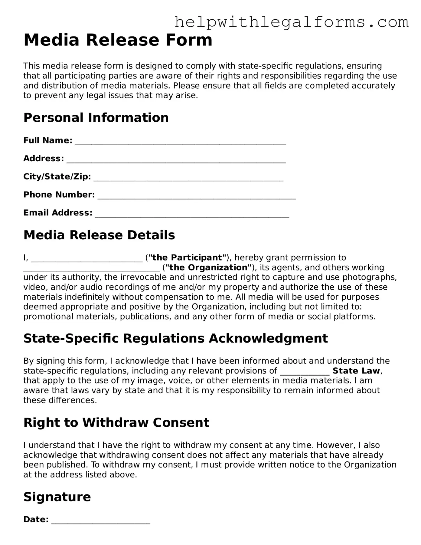 Legal Media Release Form